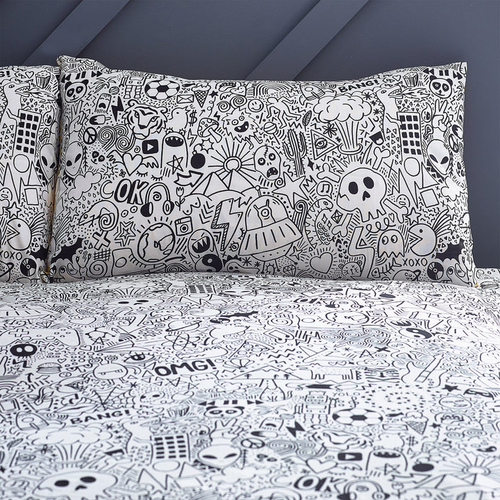 Doodles Ks Duvet Set White/Black - image 4