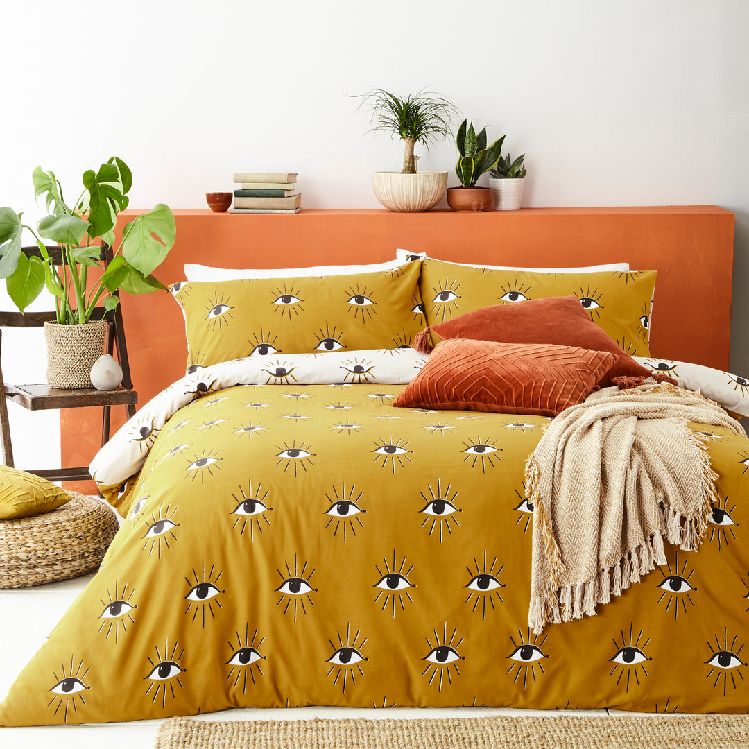 Theia King Size Duvet Set Ochre