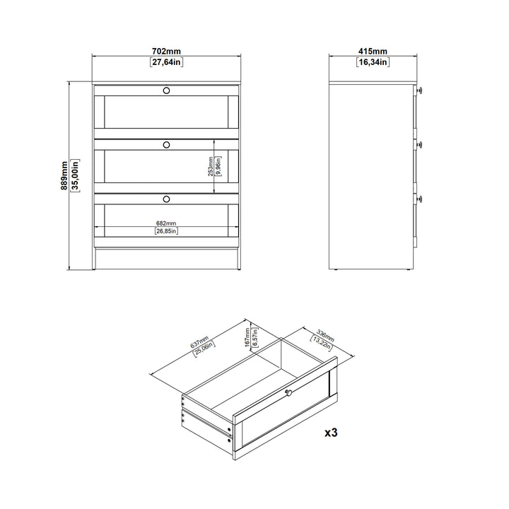 Brande Chest with 3 Frame Drawers in Jackson Hickory