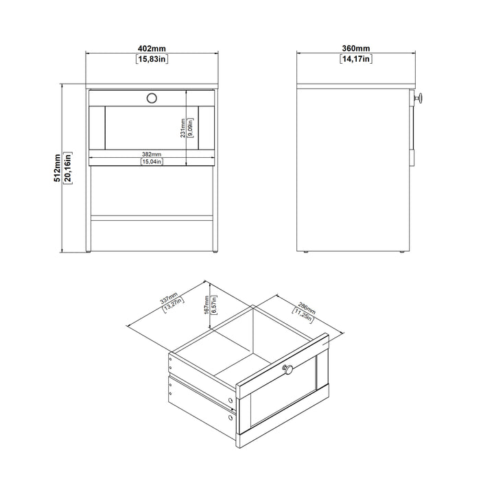 Brande Nightstand with1 Frame Drawer in Jackson Hickory