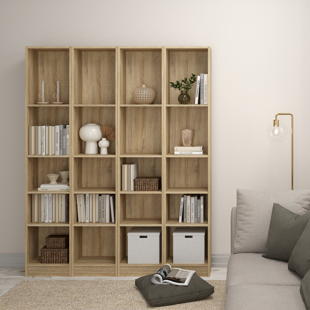 Basic Tall Narrow Bookcase (4 Shelves) in Oak