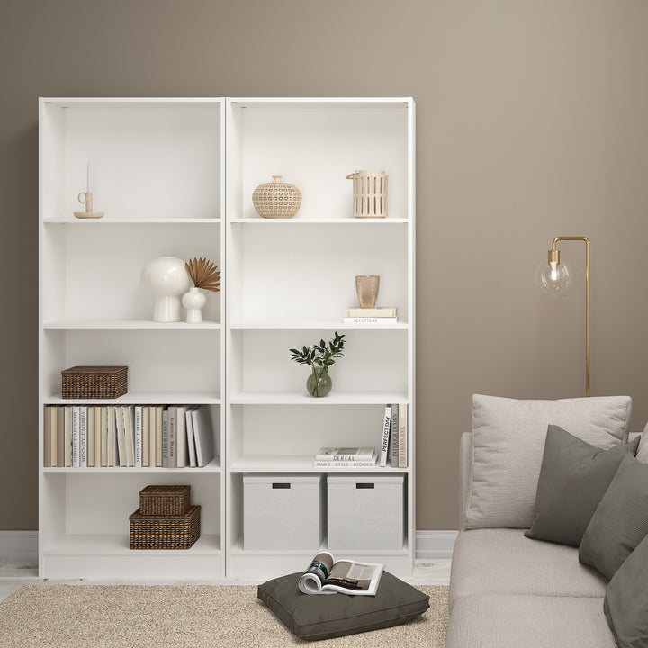 Basic Tall Wide Bookcase (4 Shelves) in White
