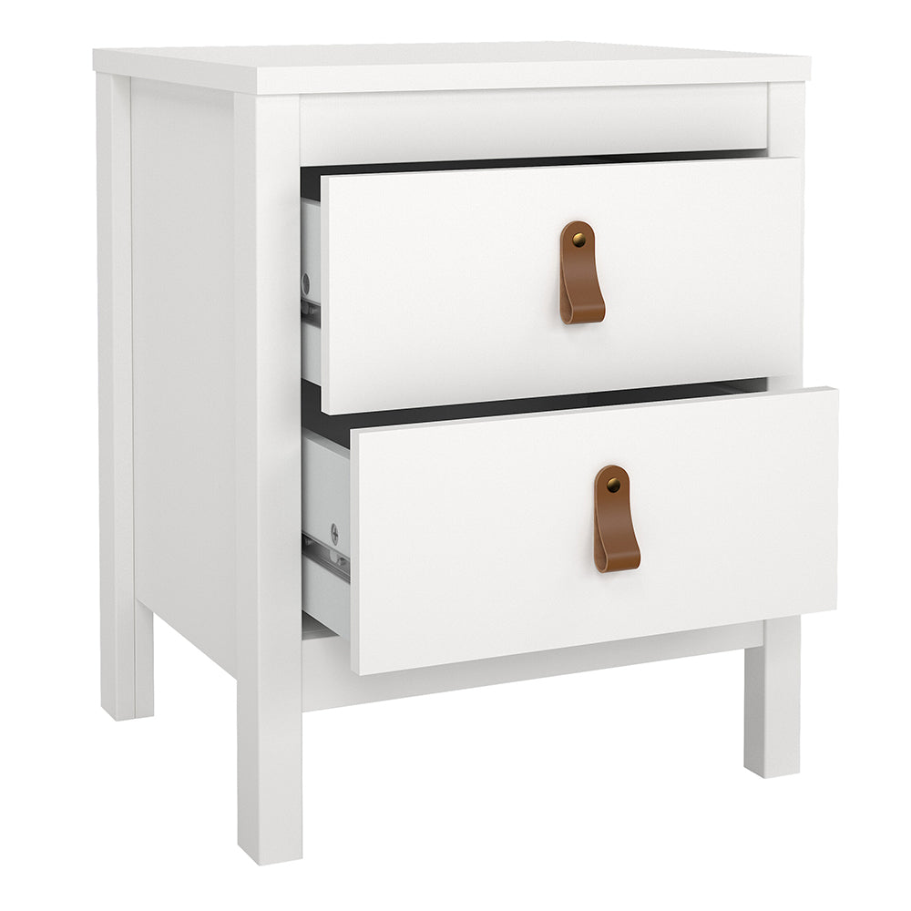 Barcelona Package - Bedside Table 2 Drawers + Chest 5 Drawers + Wardrobe with 2 Doors in White
