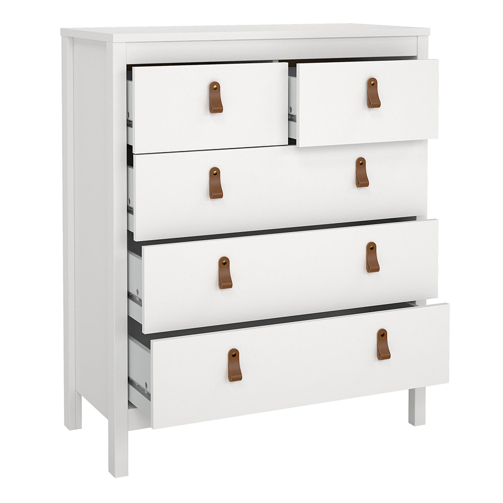 Barcelona Package - Bedside Table 2 Drawers + Chest 5 Drawers + Wardrobe with 2 Doors in White
