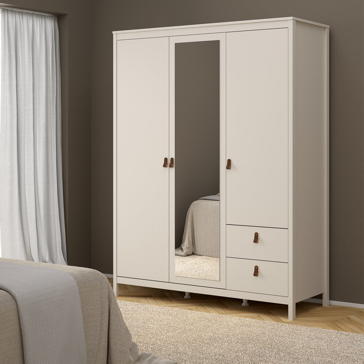 Barcelona Wardrobe with 2 Doors + 1 Mirror Door + 2 Drawers in Cashmere