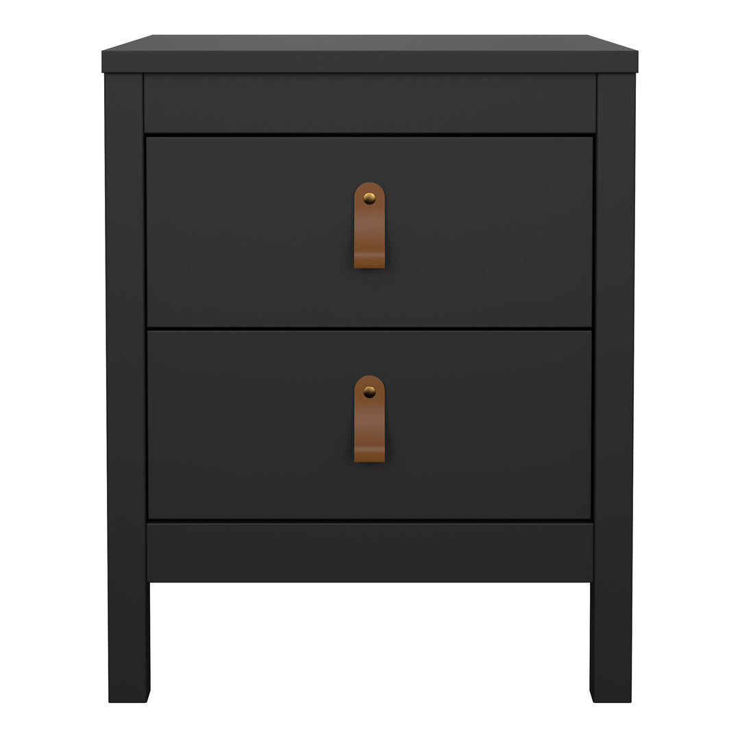 Barcelona Bedside Table 2 Drawers in Matt Black