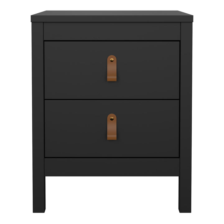Barcelona Bedside Table 2 Drawers in Matt Black