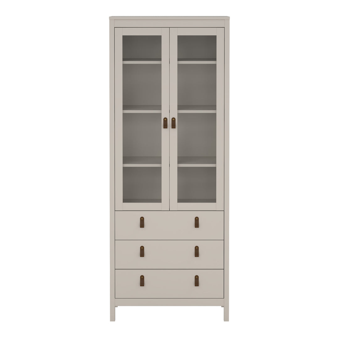Barcelona China Cabinet 2 Glass Doors with 3 Drawers in Cashmere
