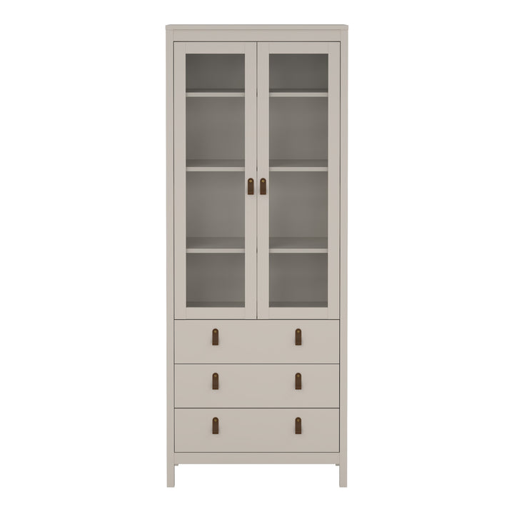Barcelona China Cabinet 2 Glass Doors with 3 Drawers in Cashmere