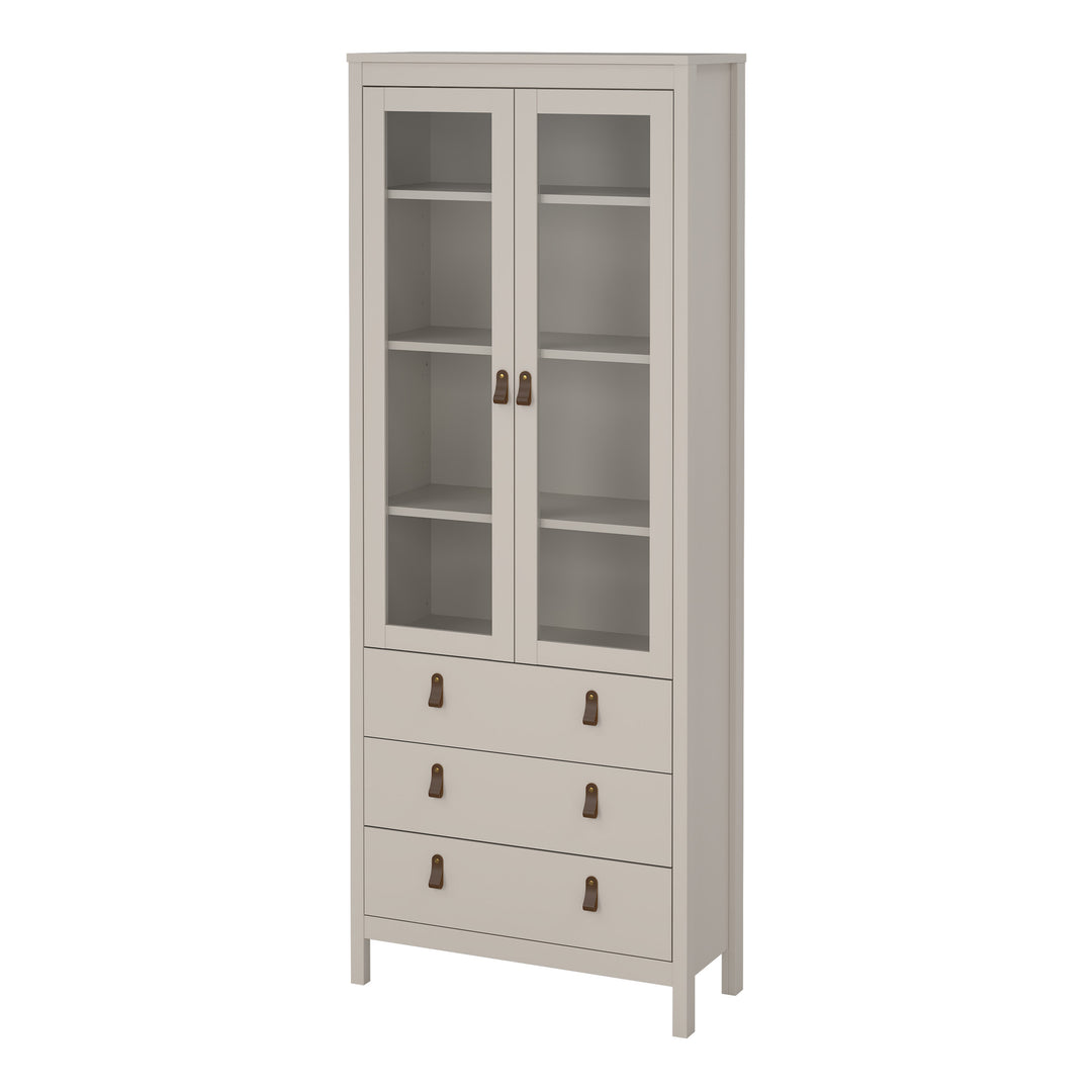 Barcelona China Cabinet 2 Glass Doors with 3 Drawers in Cashmere