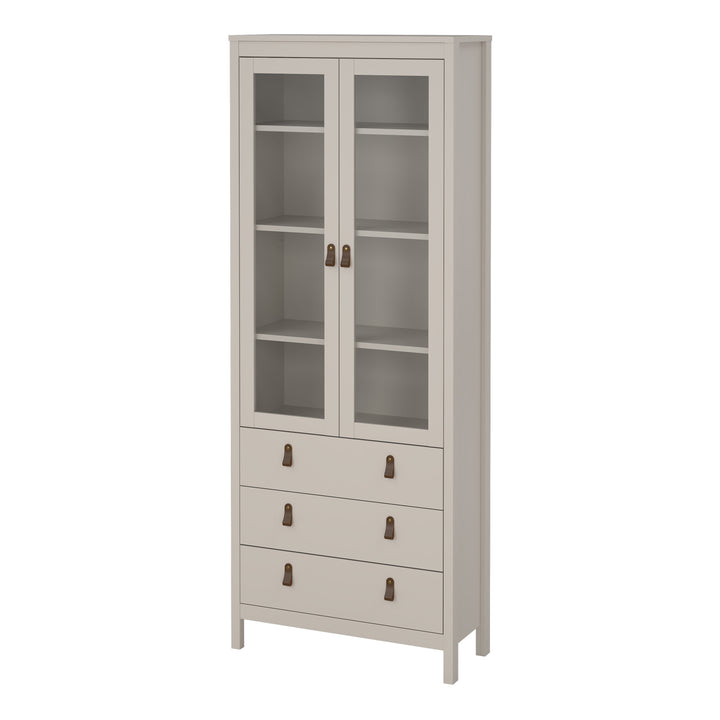 Barcelona China Cabinet 2 Glass Doors with 3 Drawers in Cashmere