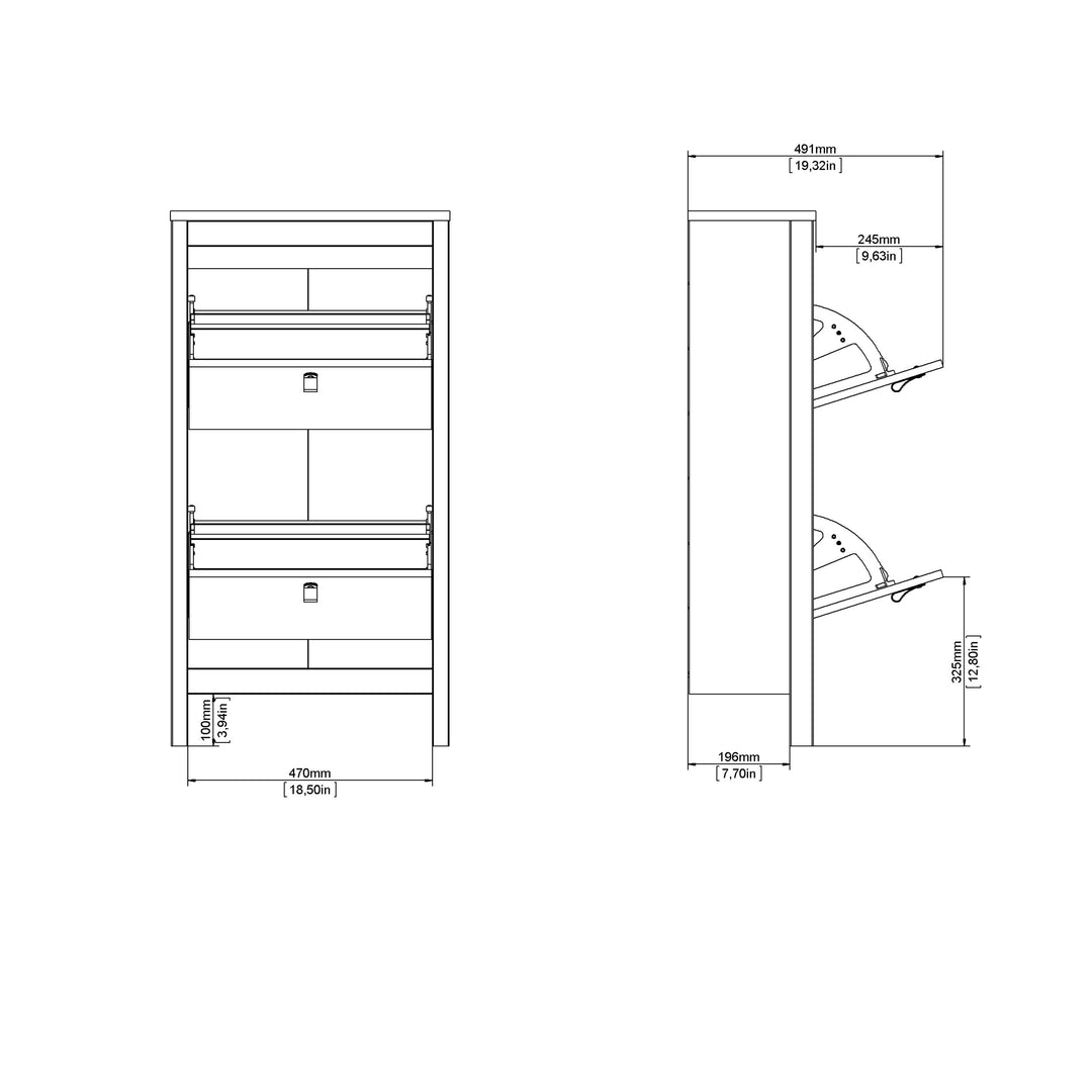 Barcelona Shoe Cabinet 2 Flip Down Doors in White
