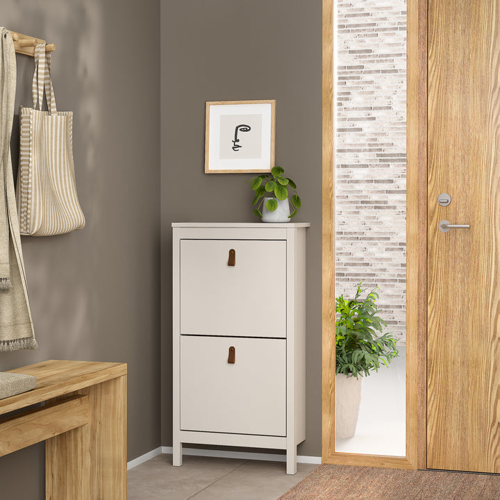 Barcelona Shoe Cabinet 2 Flip Down Doors in Cashmere