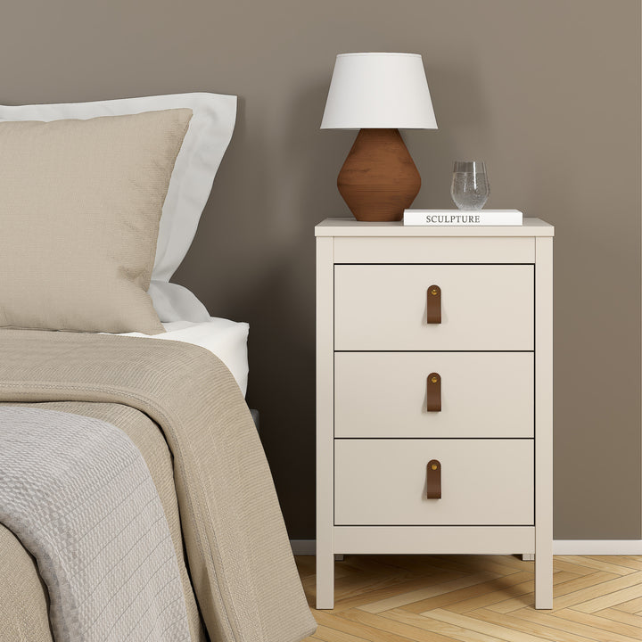 Barcelona Bedside Table 3 Drawers in Cashmere