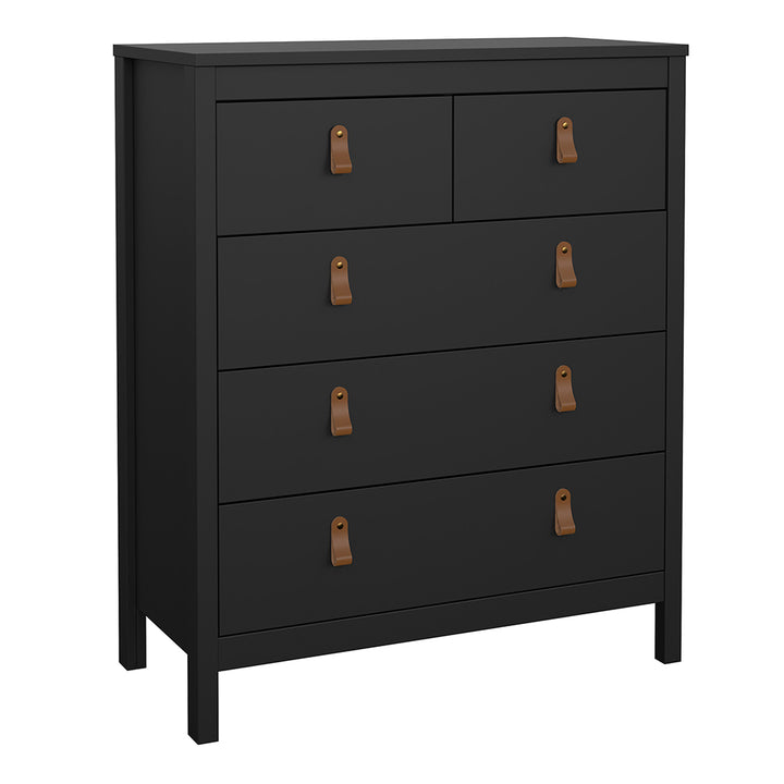 Barcelona Package - Bedside Table 2 Drawers + Chest 5 Drawers + Wardrobe with 2 Doors in Matt Black