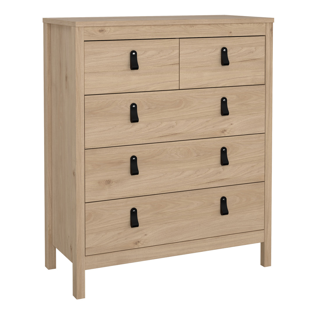 Barcelona Package - Bedside Table 2 Drawers + Chest 5 Drawers + 2 Door Wardrobe in Jackson Hickory Oak