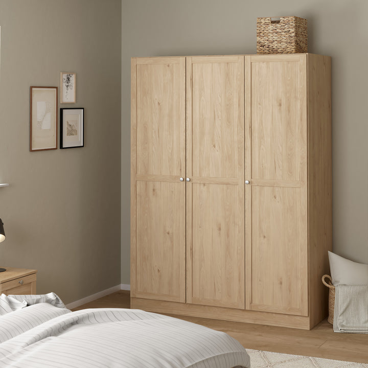 Brande Wardrobe with 3 Frame Doors in Jackson Hickory Oak