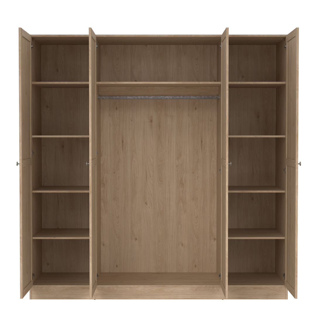 Brande Wardrobe with 4 Frame Doors in Jackson Hickory Oak