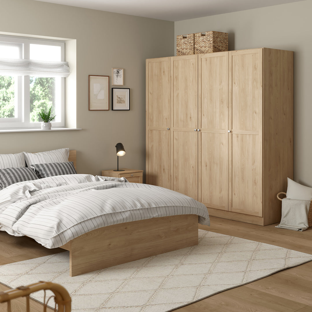 Brande Wardrobe with 4 Frame Doors in Jackson Hickory Oak