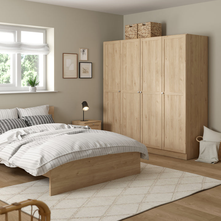 Brande Wardrobe with 4 Frame Doors in Jackson Hickory Oak