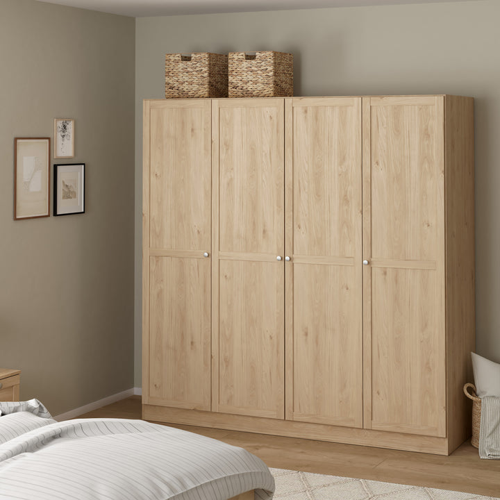 Brande Wardrobe with 4 Frame Doors in Jackson Hickory Oak