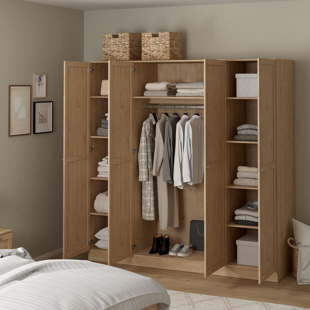 Brande Wardrobe with 4 Frame Doors in Jackson Hickory Oak