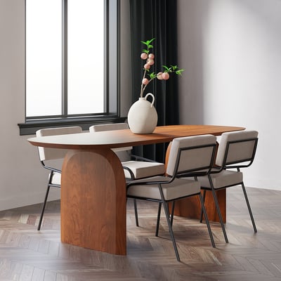 Grainy Oval Shapped Dining Table
