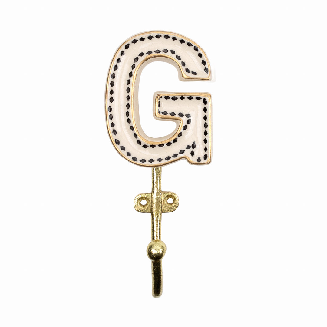 770 Alphabet G Set Of 1 Wall Hook Ivory/Black - image 3