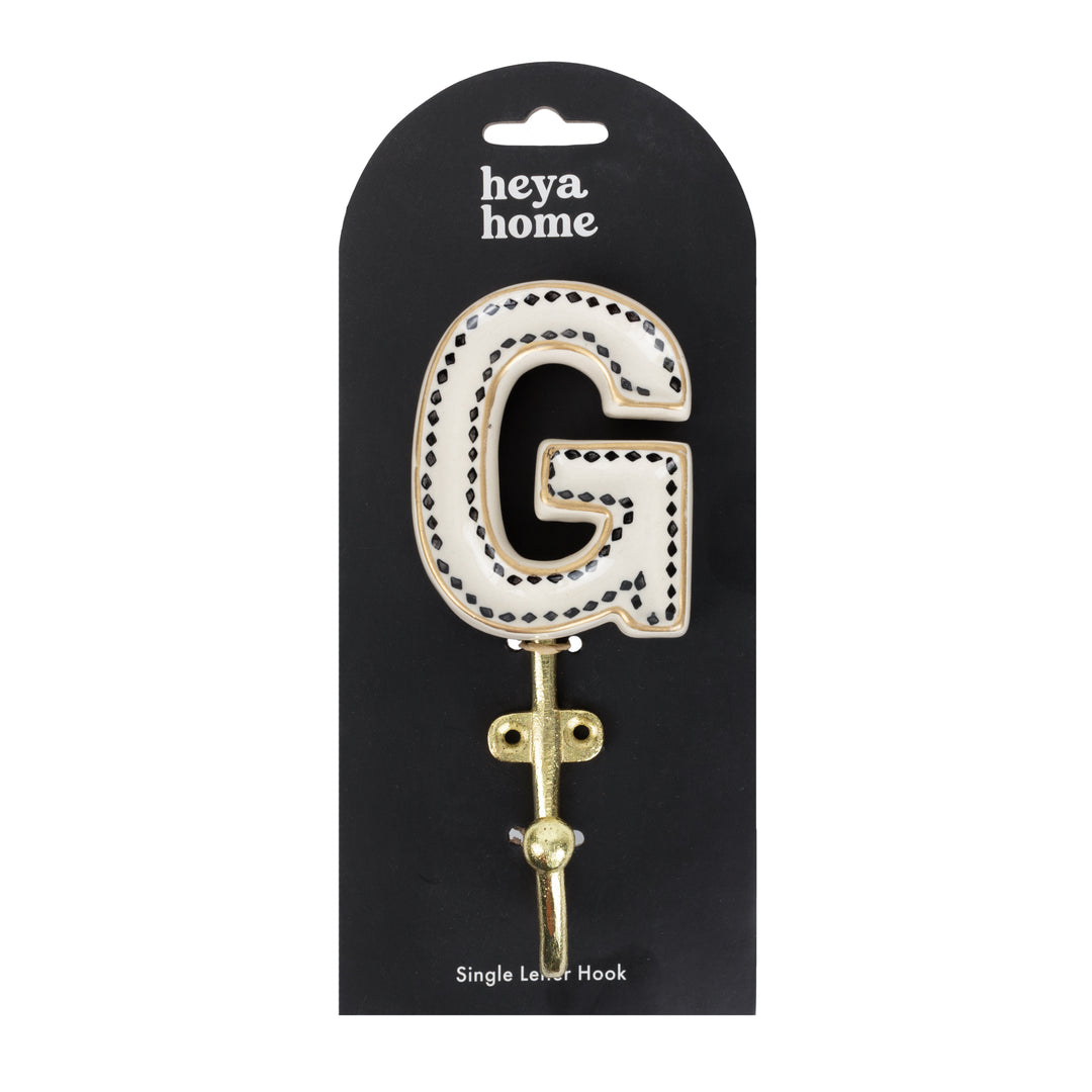 770 Alphabet G Set Of 1 Wall Hook Ivory/Black - image 2
