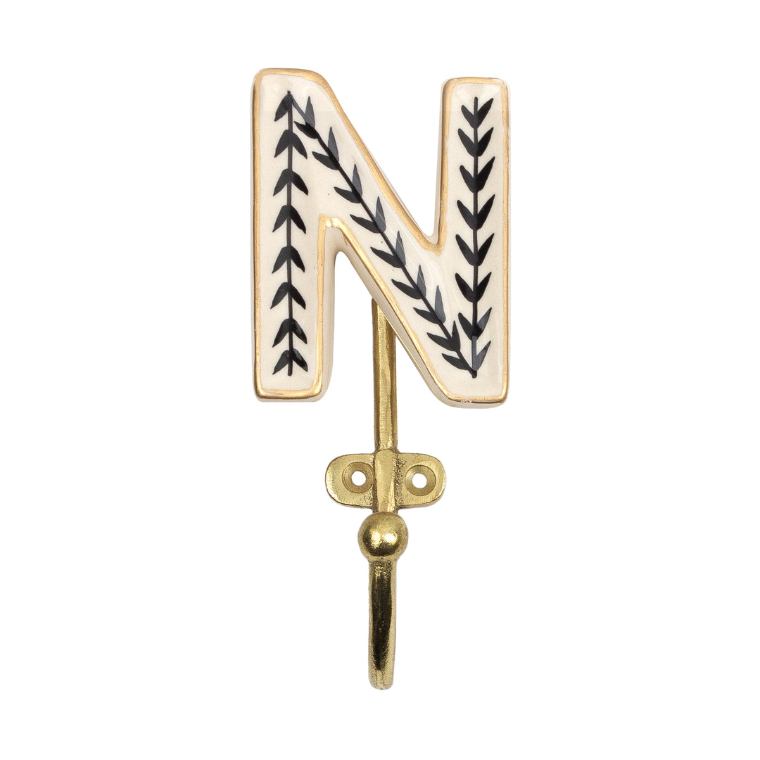 770 Alphabet N Set Of 1 Wall Hook Ivory/Black - image 3
