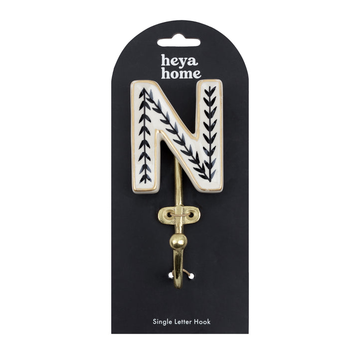 770 Alphabet N Set Of 1 Wall Hook Ivory/Black - image 2