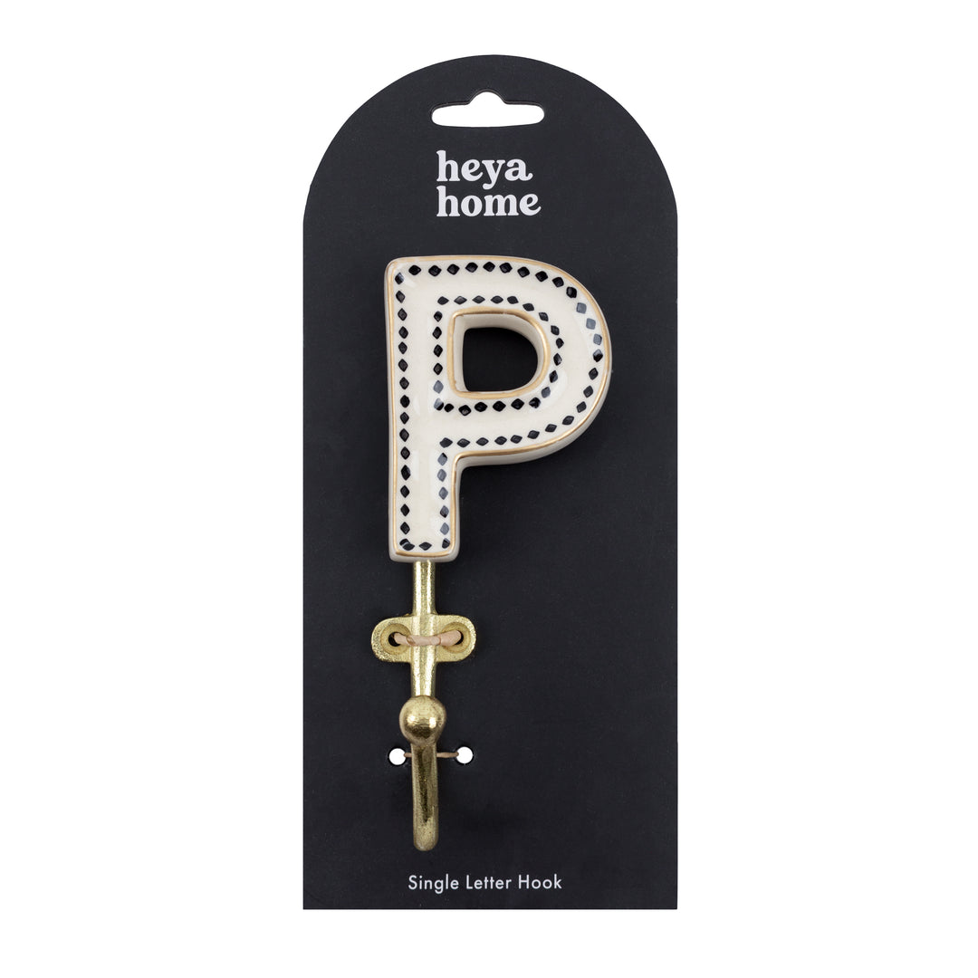 770 Alphabet P Set Of 1 Wall Hook Ivory/Black - image 2