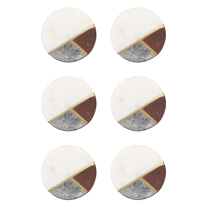 770 Geo Wood Marble Set Of 6 Drawer Knobs Brown/Grey - image 3