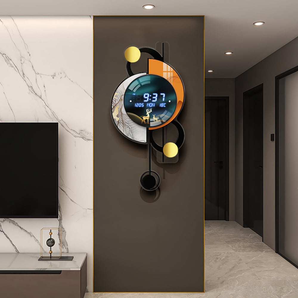 Glory Digital Wall Clock with LED Display 670mm