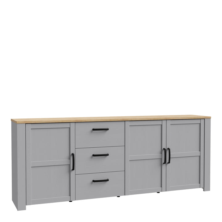 Bohol 3 Door 3 Drawer Large Sideboard in Riviera Oak/Grey Oak