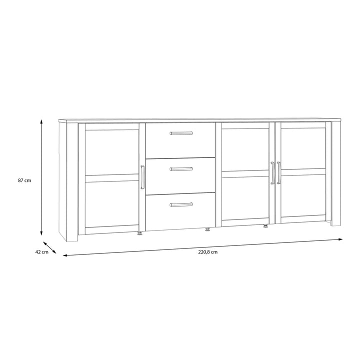Bohol 3 Door 3 Drawer Large Sideboard in Riviera Oak/Grey Oak
