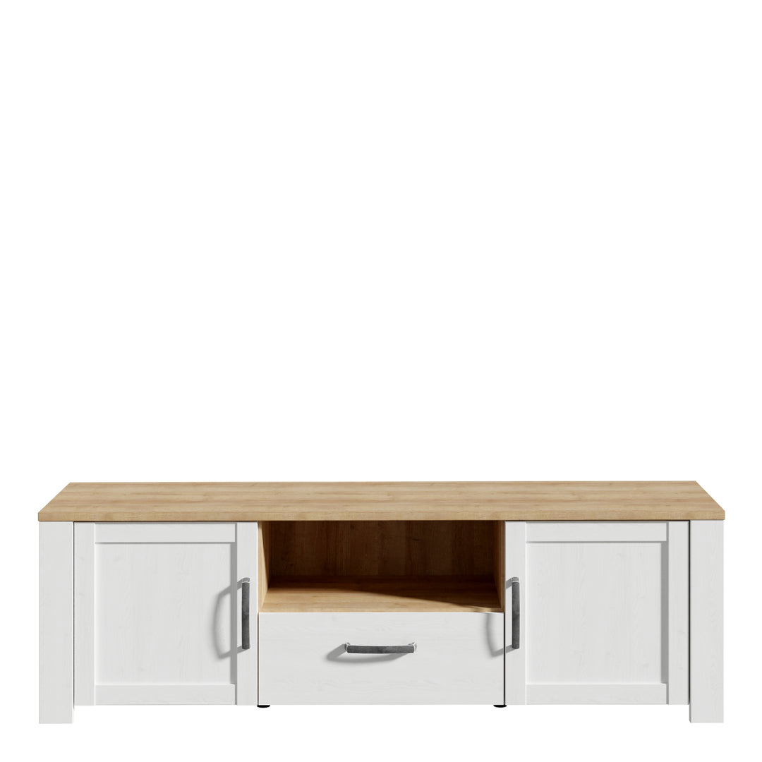 Bohol 2 Door 1 Drawer TV Unit in Riviera Oak/White