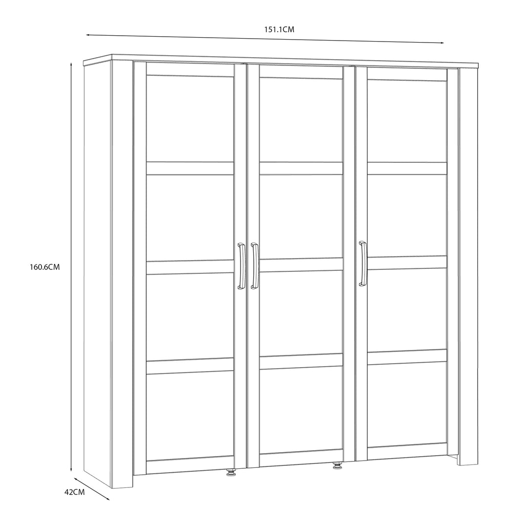 Bohol 3 Door Large Display Cabinet in Riviera Oak/Navy