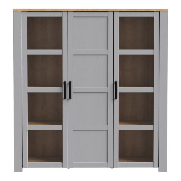 Bohol 3 Door Large Display Cabinet in Riviera Oak/Grey Oak