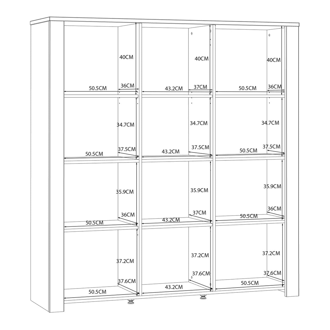 Bohol 3 Door Large Display Cabinet in Riviera Oak/White