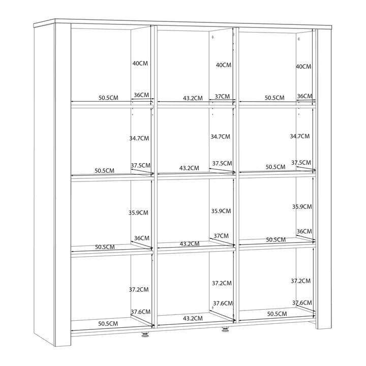 Bohol 3 Door Large Display Cabinet in Riviera Oak/White