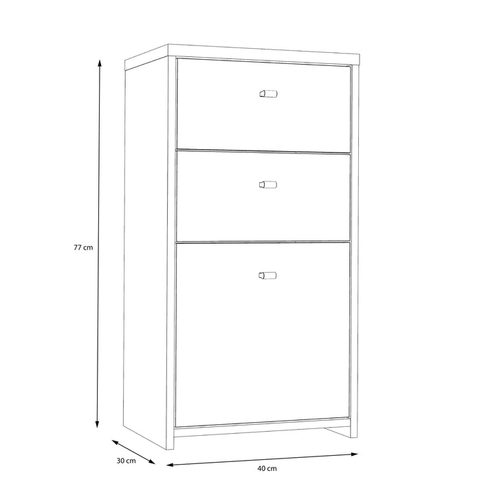 Best Chest Storage Cabinet 2 Drawers 1 Door in Concrete Optic Dark Grey/Old - Wood Vintage