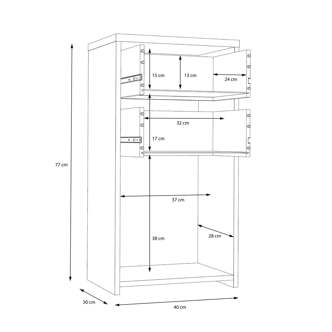 Best Chest Storage Cabinet 2 Drawers 1 Door in Concrete Optic Dark Grey/Old - Wood Vintage