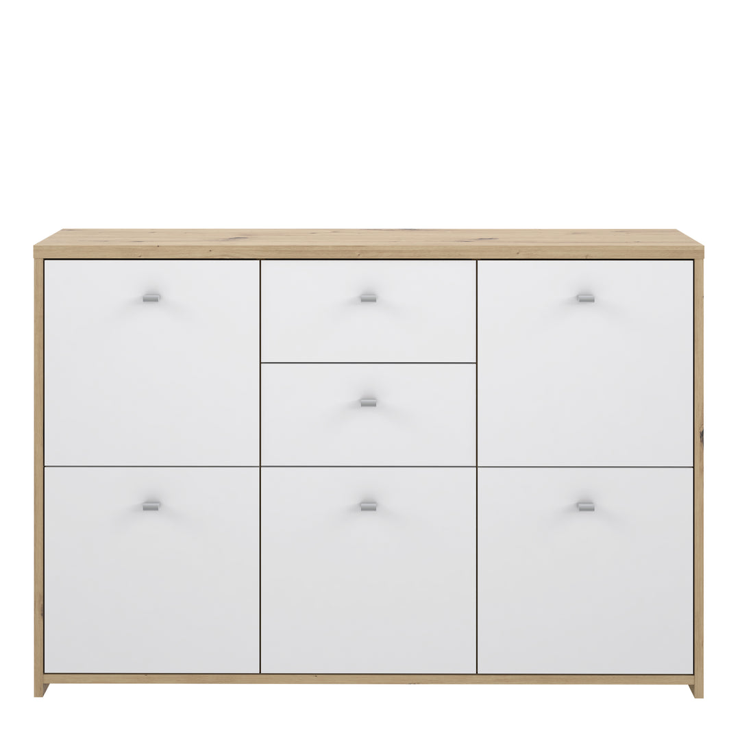 Best Chest Storage Cabinet with 2 Drawers and 5 Doors in Artisan Oak/White