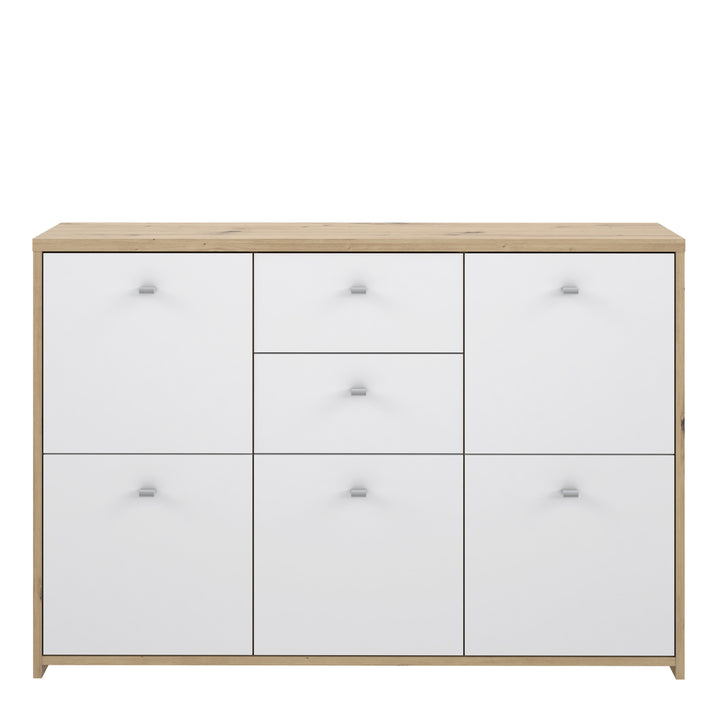 Best Chest Storage Cabinet with 2 Drawers and 5 Doors in Artisan Oak/White