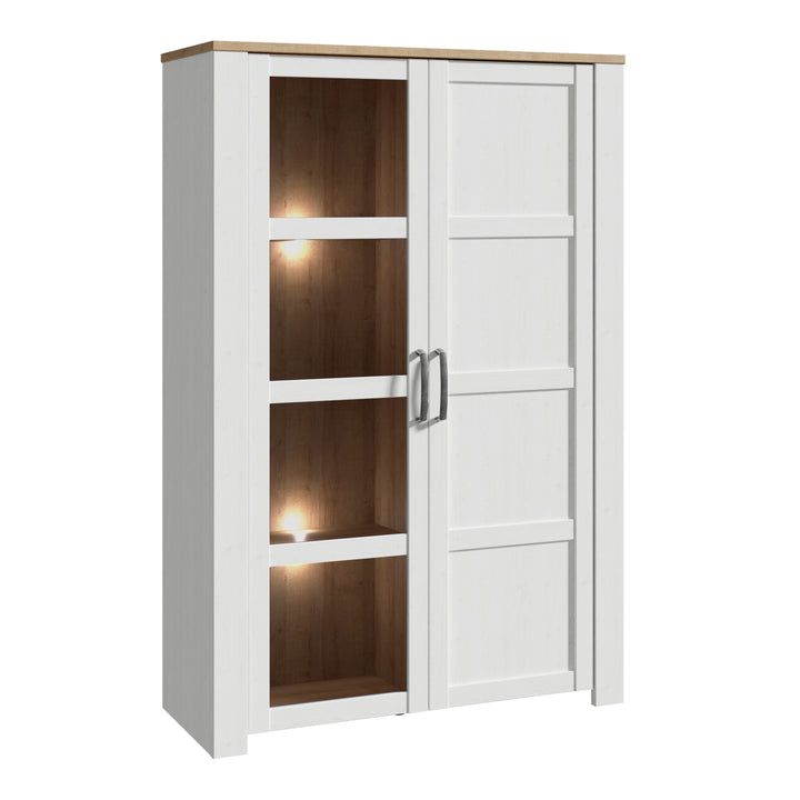 Bohol Display Cabinet inc. 2x LED Lights in Riviera Oak/White