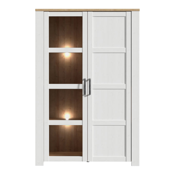Bohol Display Cabinet inc. 2x LED Lights in Riviera Oak/White