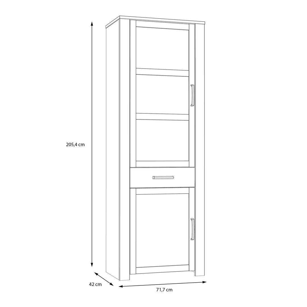 Bohol Narrow Display Cabinet inc. 2x LED Lights in Riviera Oak/Grey Oak