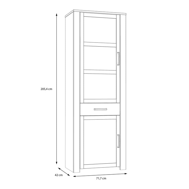 Bohol Narrow Display Cabinet inc. 2x LED Lights in Riviera Oak/Grey Oak