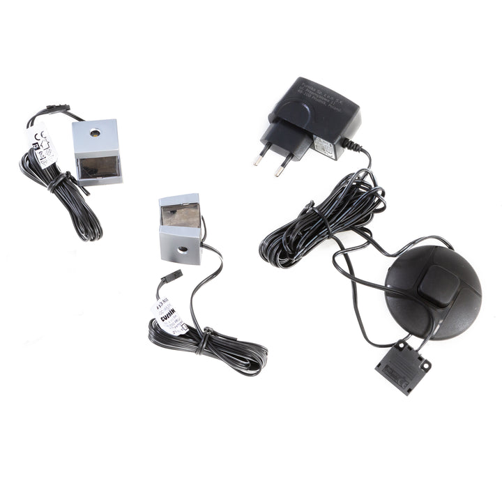 Bohol Narrow Display Cabinet inc. 2x LED Lights in Riviera Oak/Grey Oak